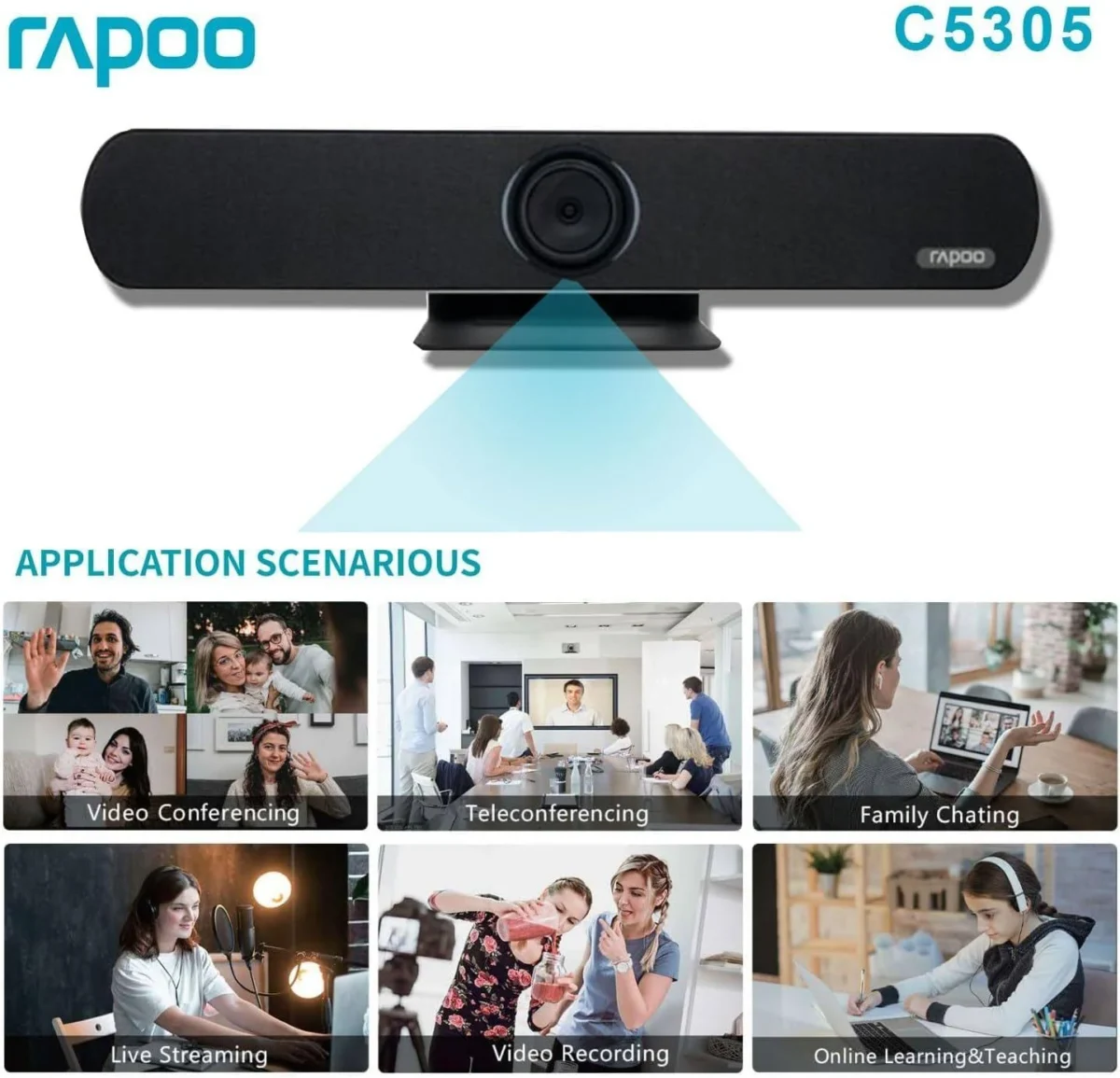Rapoo C5305 Ultra 4K HD All-in-One USB Video Conference Webcam - Image 8